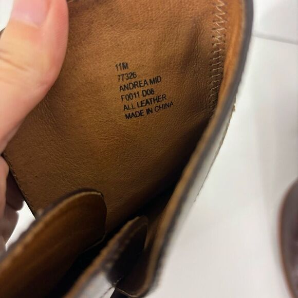 Frye Brown Leather Andrea Mid Calf Heeled Booties - Picture 8 of 10